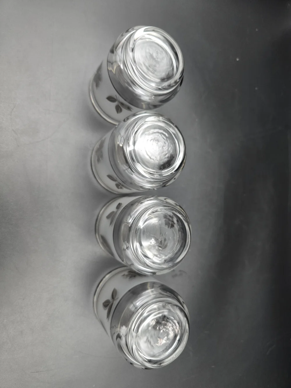 Libbey Frosted Glass Tumblers with Silver Leaf Motif - Set of 4